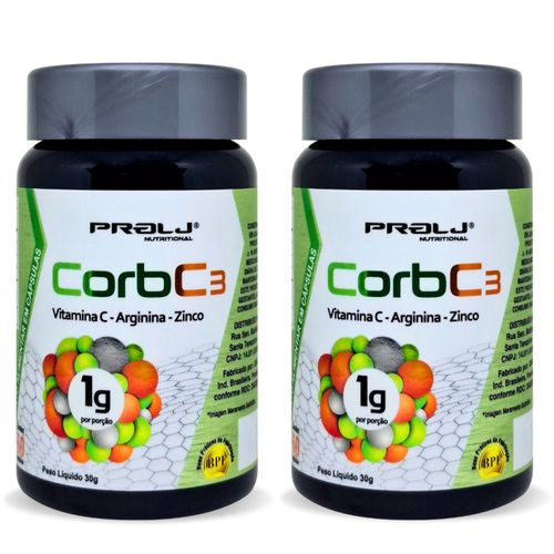 Kit 2 Corb C3 1000mg Vitamina C, Zinco e Arginina 60 cápsulas | Prolj Nutritional